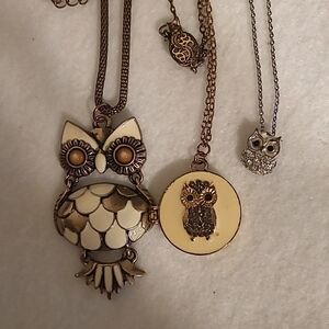Trio of owl necklaces